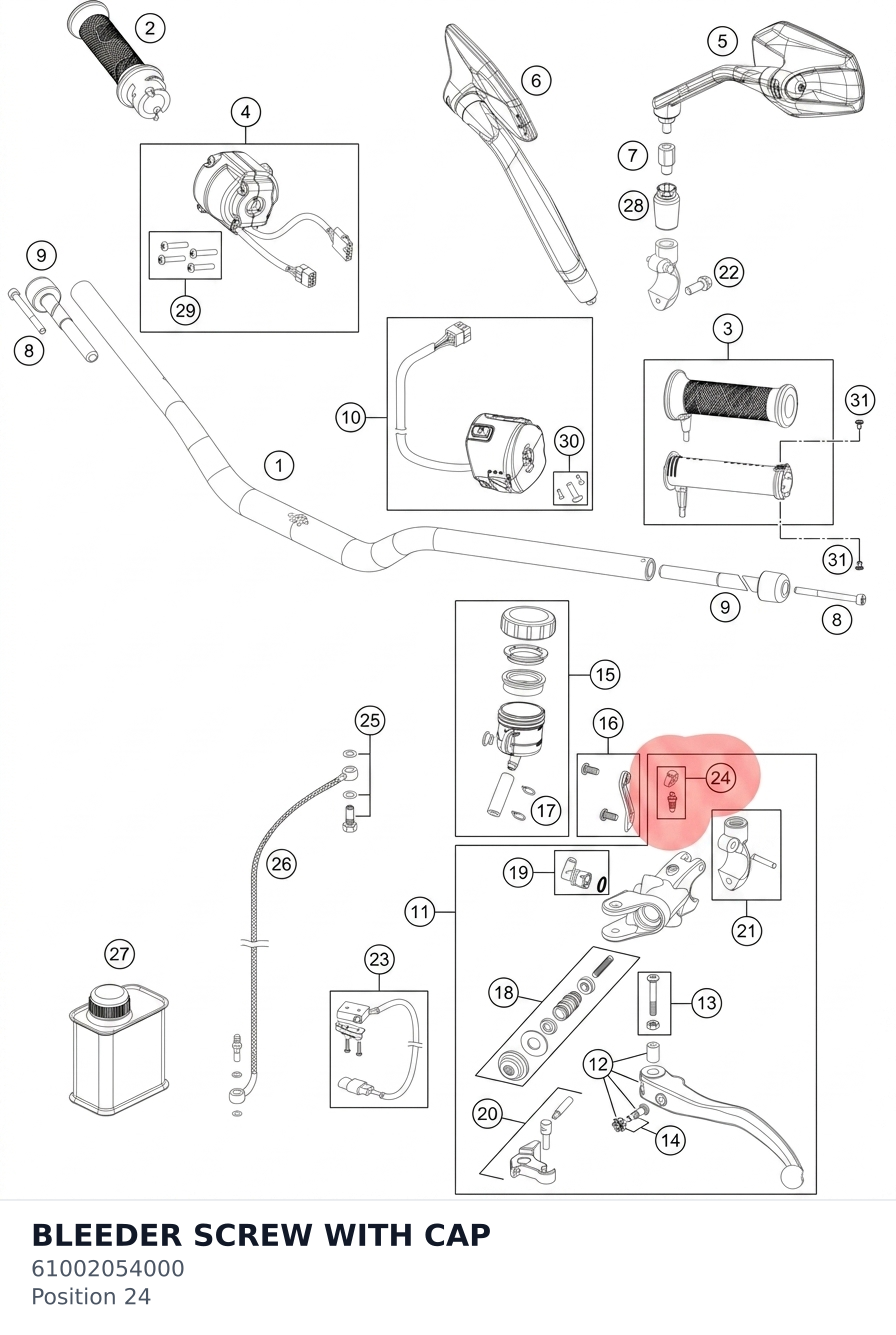 Diagram preview: BLEEDER SCREW WITH CAP (61002054000)