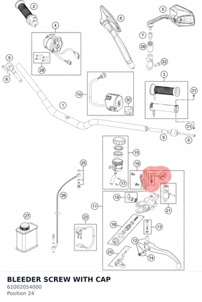 Diagram preview: BLEEDER SCREW WITH CAP (61002054000)
