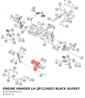 Diagram preview: ENGINE HANGER LH (JP113402) BLACK GLOSSY (93303005000C11)
