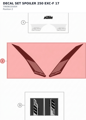 Diagram preview: DECAL SET SPOILER 250 EXC-F 17 (79008155004)