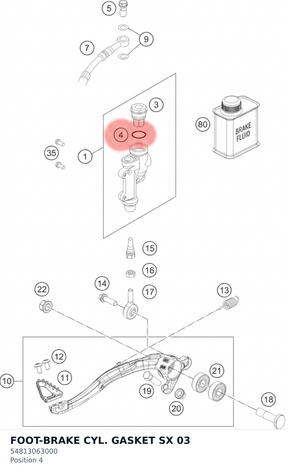 Diagram preview: FOOT-BRAKE CYL. GASKET SX 03 (54813063000)