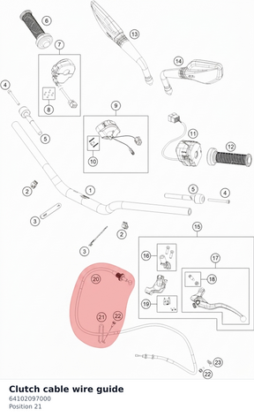 Diagram preview: Clutch cable wire guide (64102097000)