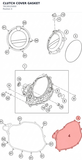 Diagram preview: CLUTCH COVER GASKET (78130125000)
