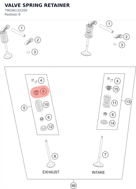 Diagram preview: VALVE SPRING RETAINER (79036132200)
