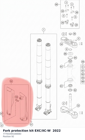 Diagram preview: Fork protection kit EXC/XC-W  2022 (77701094100EBO)