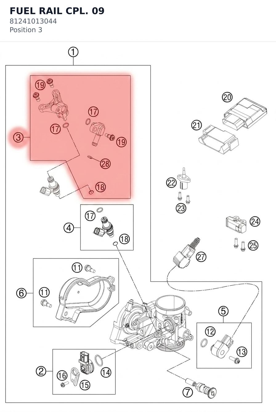 Diagram preview: FUEL RAIL CPL.              09 (81241013044)