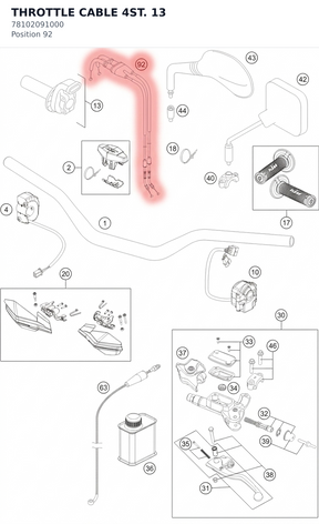 Diagram preview: THROTTLE CABLE 4ST. 13 (78102091000)