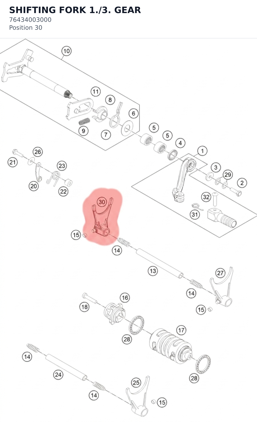 Diagram preview: SHIFTING FORK  1./3. GEAR (76434003000)