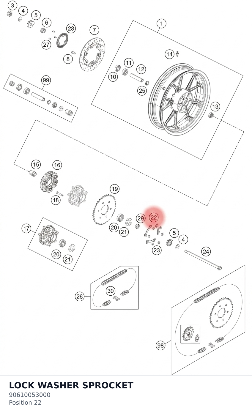 Diagram preview: LOCK WASHER SPROCKET (90610053000)