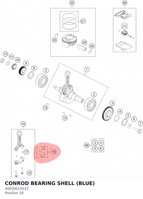 Diagram preview: CONROD BEARING SHELL (BLUE) (90630015012)