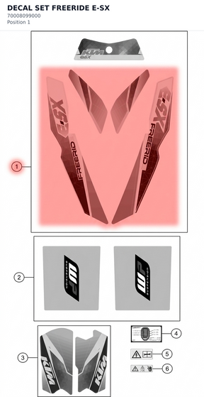 Diagram preview: DECAL SET FREERIDE E-SX (70008099000)