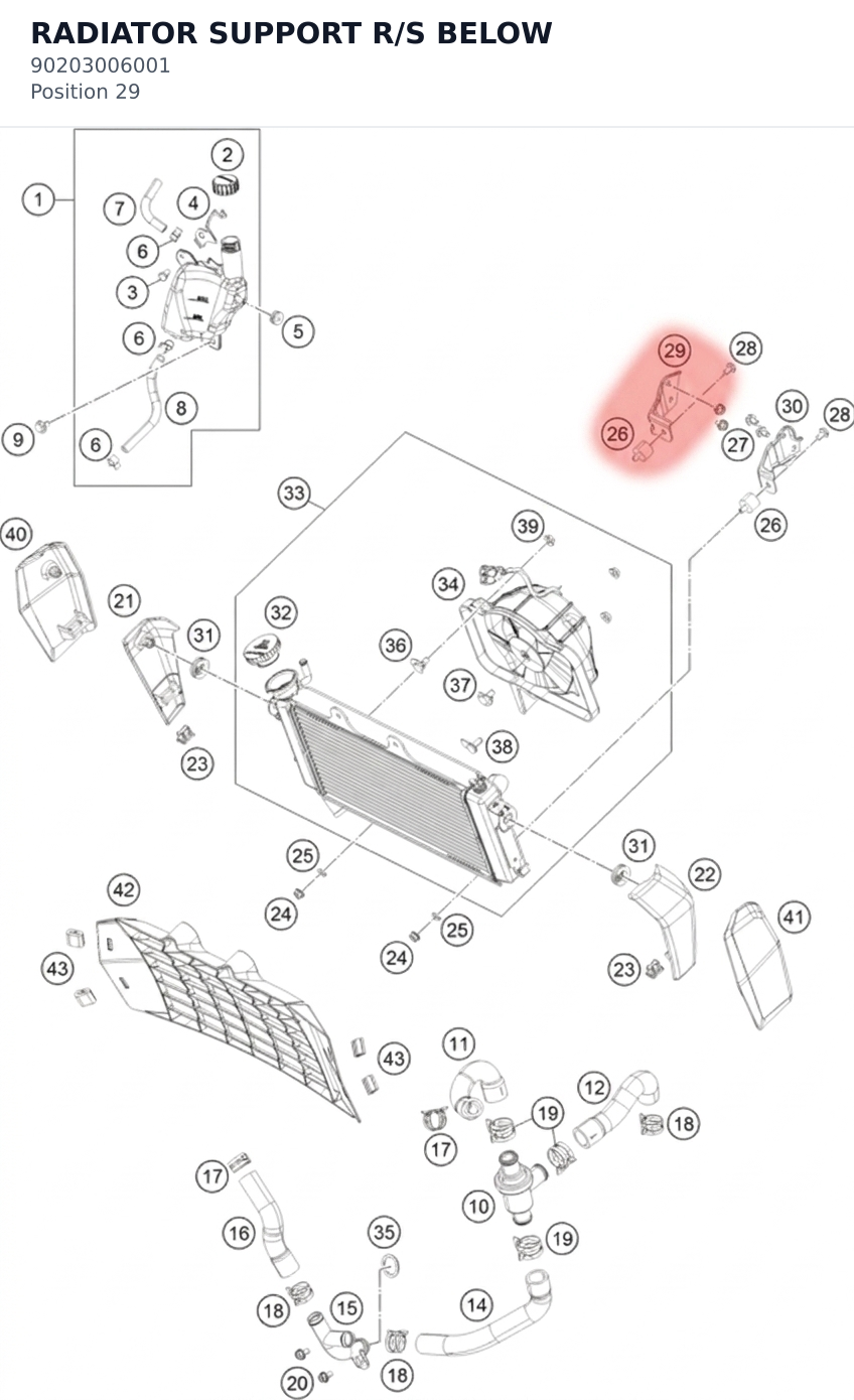 Diagram preview: RADIATOR SUPPORT R/S BELOW (90203006001)