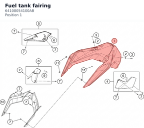 Diagram preview: Fuel tank fairing (64108054100AB)