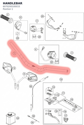 Diagram preview: HANDLEBAR (6070200100033)
