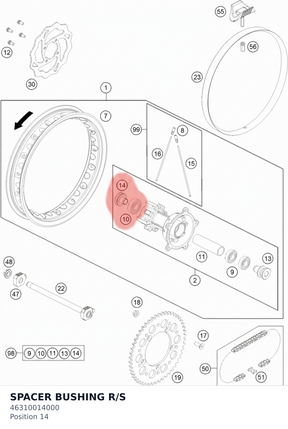 Diagram preview: SPACER BUSHING R/S (46310014000)