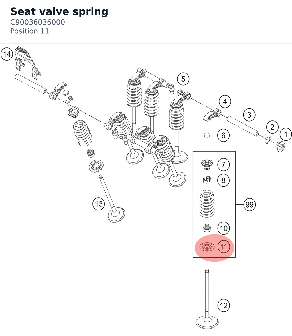 Diagram preview: Seat valve spring (C90036036000)