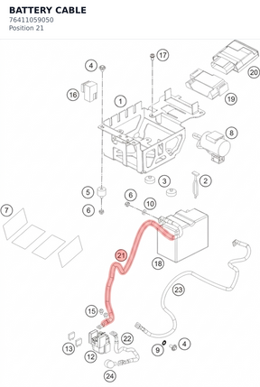 Diagram preview: BATTERY CABLE (76411059050)