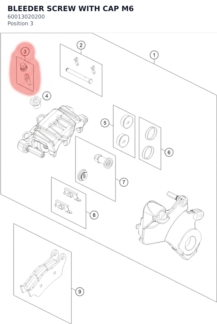 Diagram preview: BLEEDER SCREW WITH CAP M6 (60013020200)