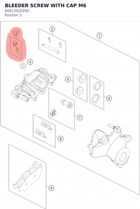 Diagram preview: BLEEDER SCREW WITH CAP M6 (60013020200)