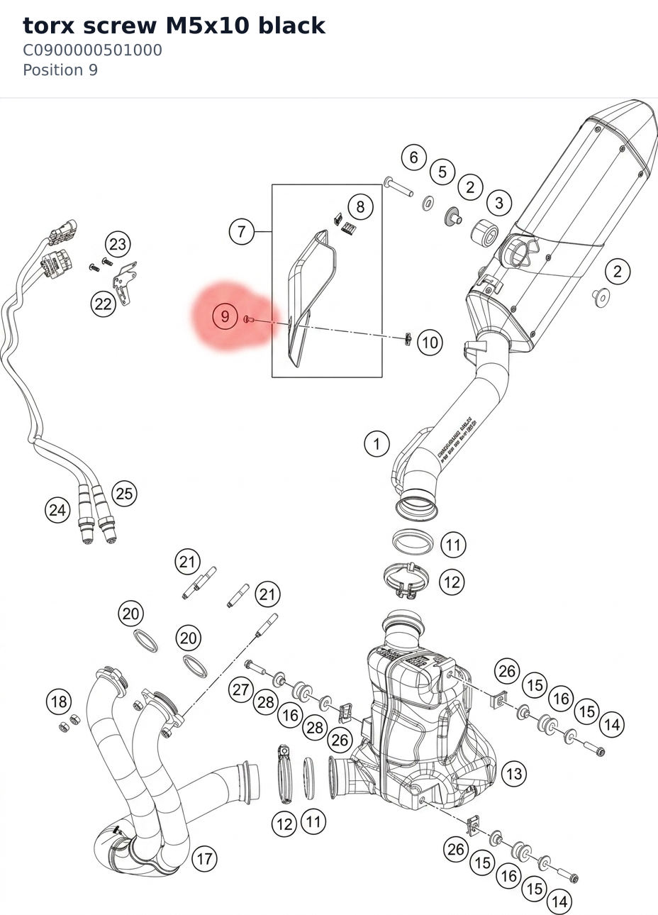 Diagram preview: torx screw M5x10 black (C0900000501000)