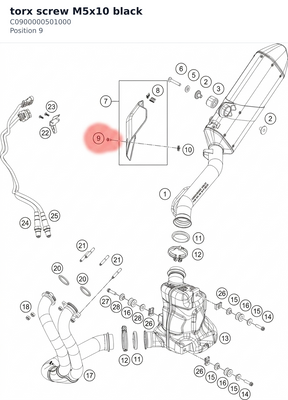 Diagram preview: torx screw M5x10 black (C0900000501000)