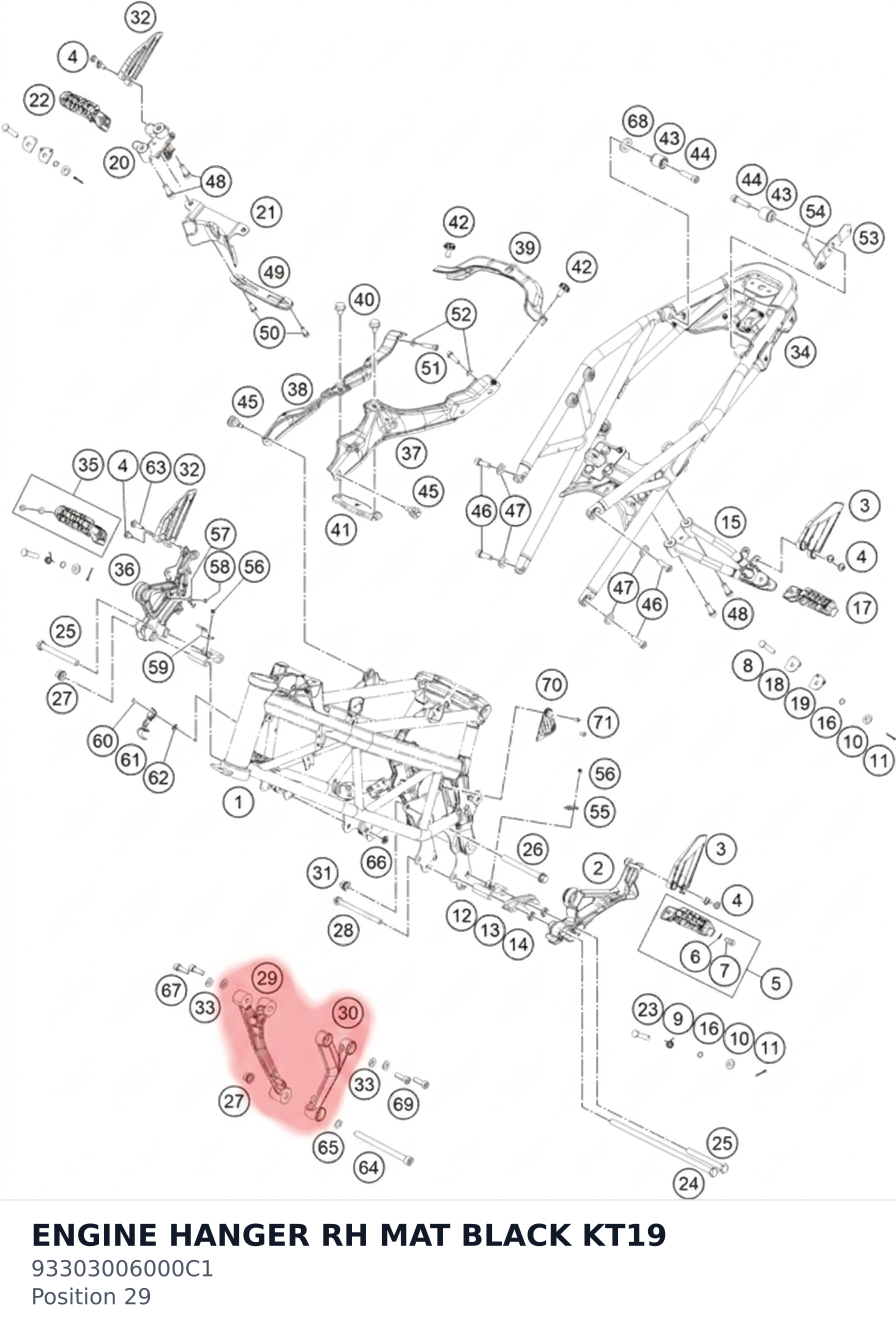 Diagram preview: ENGINE HANGER RH MAT BLACK KT19 (93303006000C1)