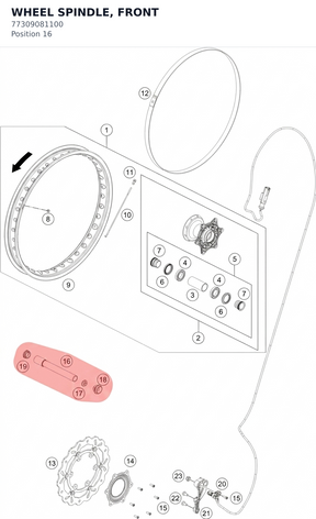 Diagram preview: WHEEL SPINDLE, FRONT (77309081100)