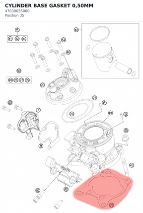 Diagram preview: CYLINDER BASE GASKET 0,50MM (47030035000)