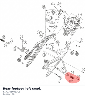 Diagram preview: Rear footpeg left cmpl. (61703050033C1)