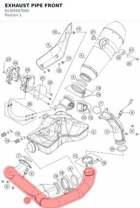 Diagram preview: EXHAUST PIPE FRONT (61305007000)