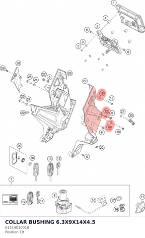 Diagram preview: COLLAR BUSHING 6.3X9X14X4.5 (61514010010)