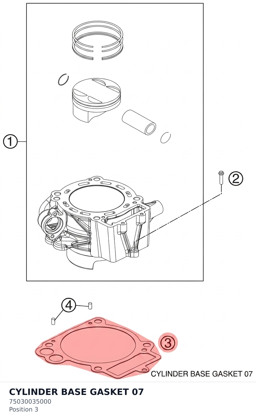 Diagram preview: CYLINDER BASE GASKET 07 (75030035000)