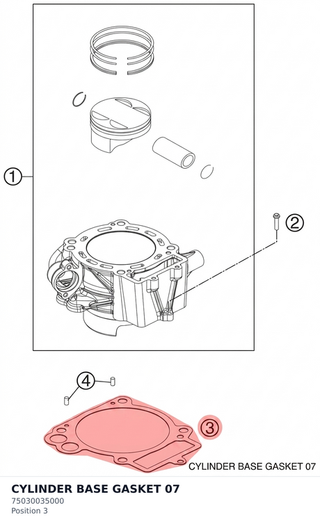 Diagram preview: CYLINDER BASE GASKET 07 (75030035000)