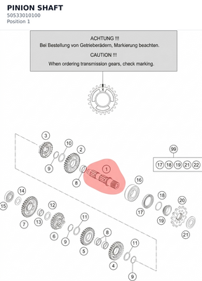 Diagram preview: PINION SHAFT (50533010100)