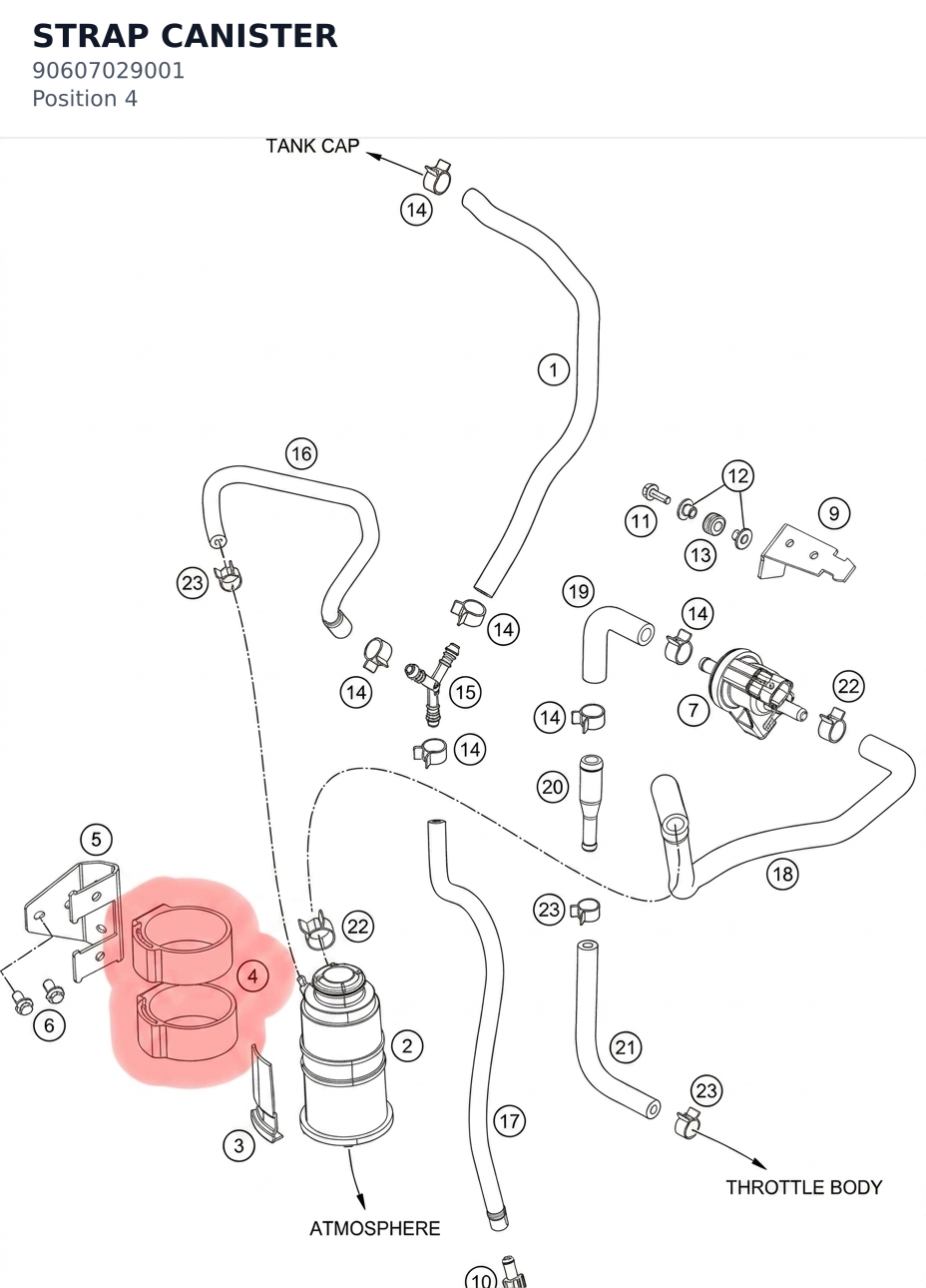 Diagram preview: STRAP CANISTER (90607029001)
