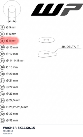 Diagram preview: WASHER 8X11X0,15 (48601860)