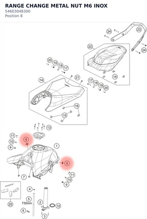 Diagram preview: RANGE CHANGE METAL NUT M6 INOX (54603048300)