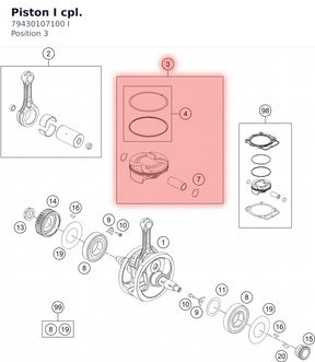 Diagram preview: Piston I cpl. (79430107100 I)