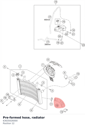 Diagram preview: Pre-formed hose, radiator (63635026000)