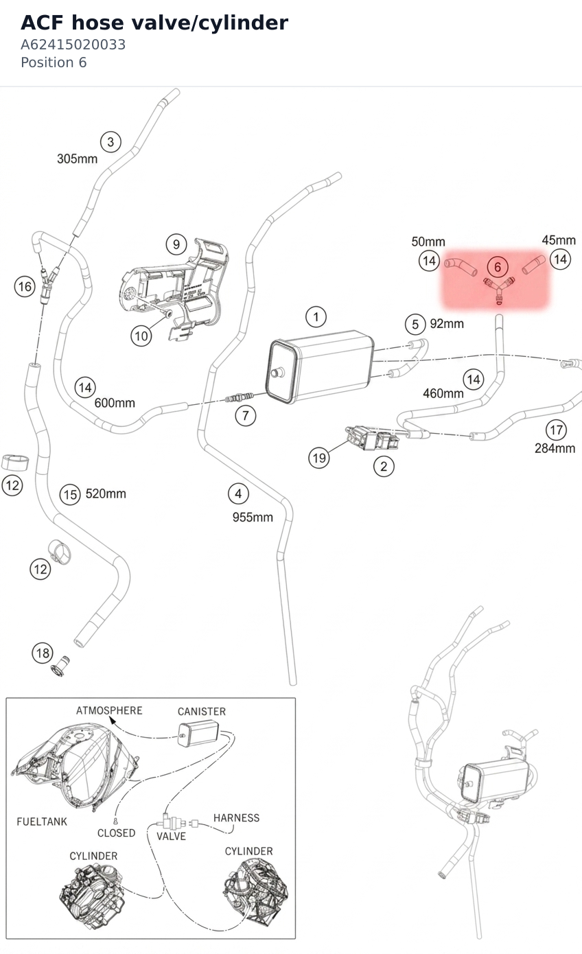 Diagram preview: ACF hose valve/cylinder (A62415020033)