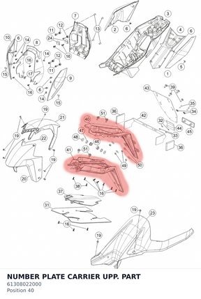 Diagram preview: NUMBER PLATE CARRIER UPP. PART (61308022000)