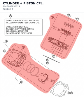 Diagram preview: CYLINDER + PISTON CPL. (6913003830024)