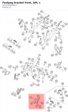 Diagram preview: Footpeg bracket front, left, c (C63703038066C1)