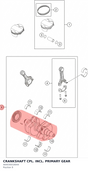 Diagram preview: CRANKSHAFT CPL. INCL. PRIMARY GEAR (A64030018044)