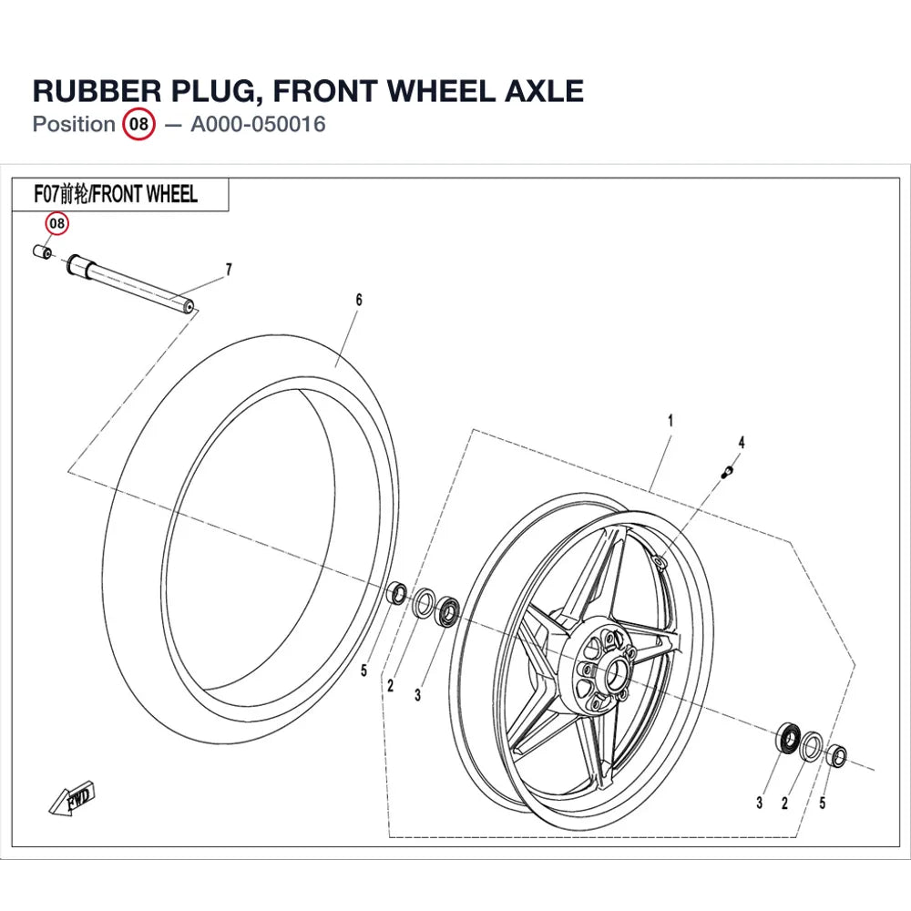 RUBBER PLUG, FRONT WHEEL AXLE product image