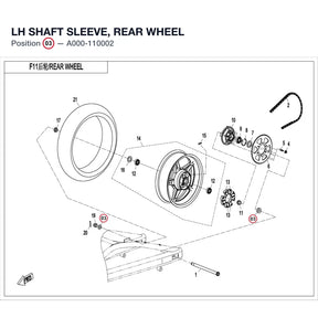 LH SHAFT SLEEVE, REAR WHEEL product image
