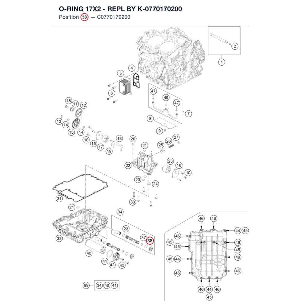 O-RING 17X2 - REPL BY K-0770170200 product image