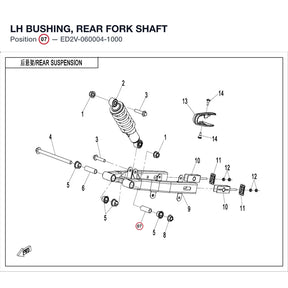 LH BUSHING, REAR FORK SHAFT product image