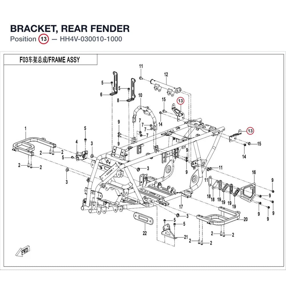 BRACKET, REAR FENDER product image