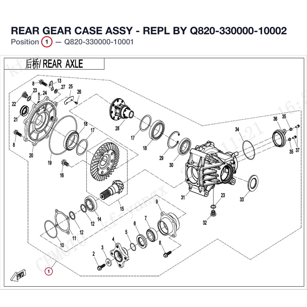 REAR GEAR CASE ASSY - REPL BY Q820-330000-10002 product image
